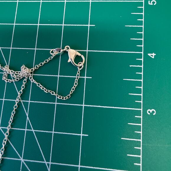 New Handmade Purple Beaded Crystal bezeled Pendant on Silver plated Chain - Picture 6 of 7